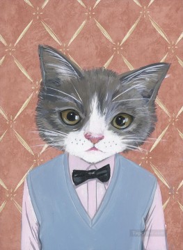 動物 Painting - モリス 服を着た猫
